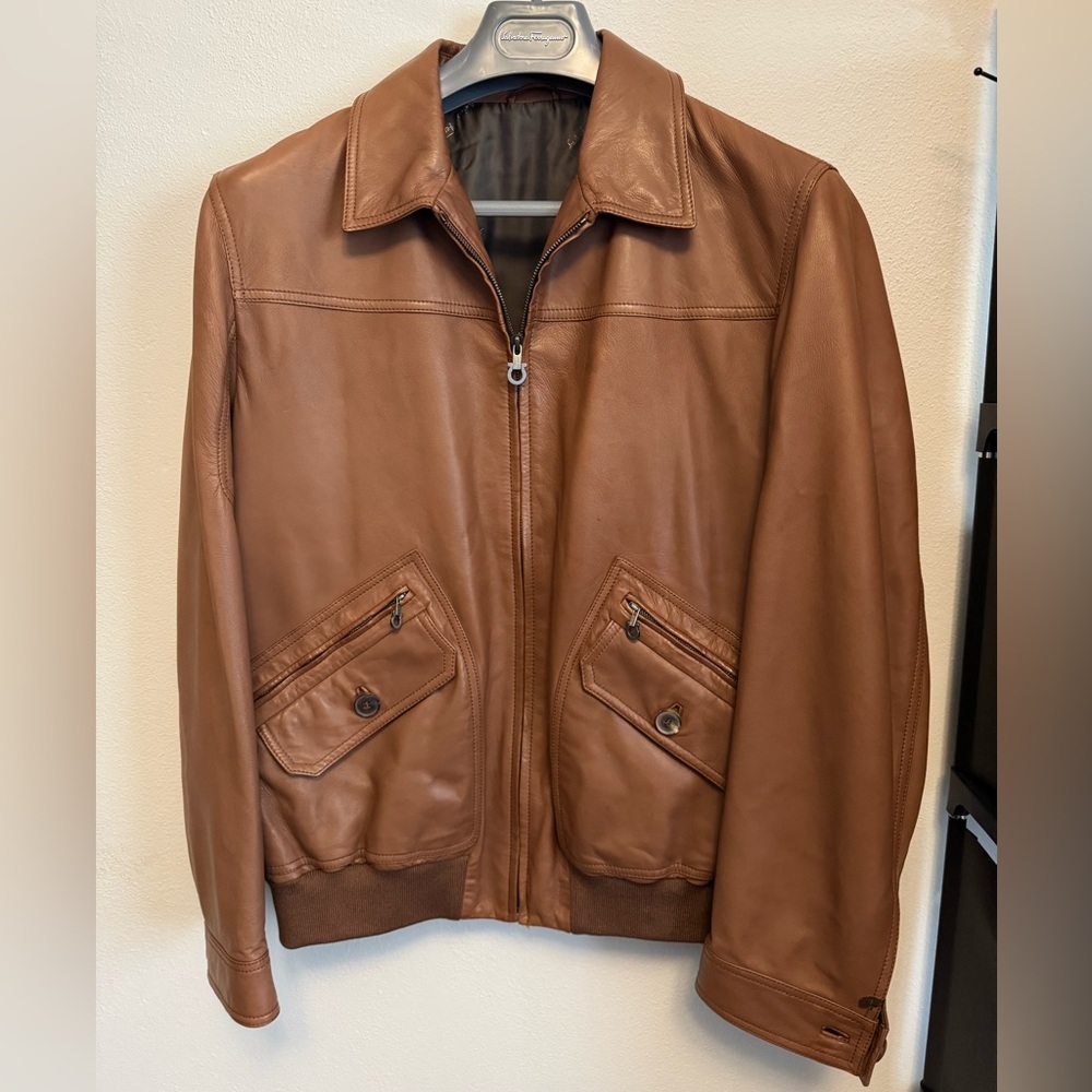 Salvatore Ferragamo leather bomber jacket